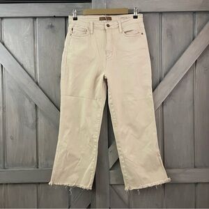 Judy Blue High Waist Garment‎ Dyed Bone Wide Leg Crop Denim Jeans 11/30